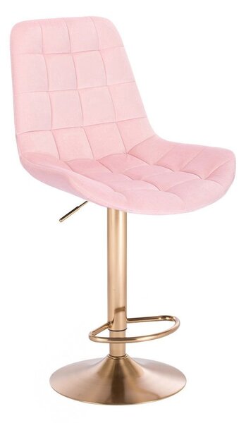 Barová židle PARIS VELUR na zlatém talíři - světle růžová