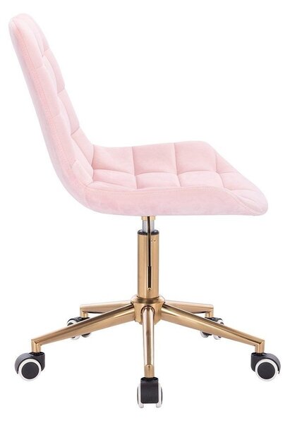 LuxuryForm DESIGN Židle PARIS VELUR na zlaté podstavě s kolečky - světle růžová