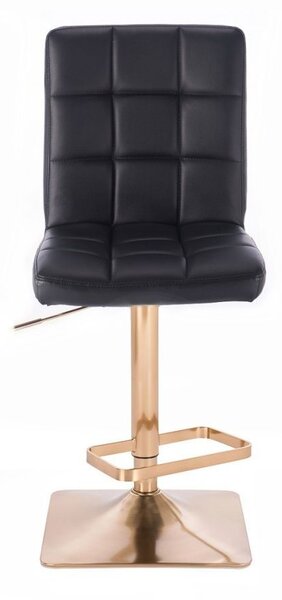 LuxuryForm DESIGN Barová židle TOLEDO na zlaté hranaté podstavě - černá