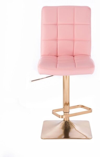 LuxuryForm DESIGN Barová židle TOLEDO na zlaté hranaté podstavě - růžová