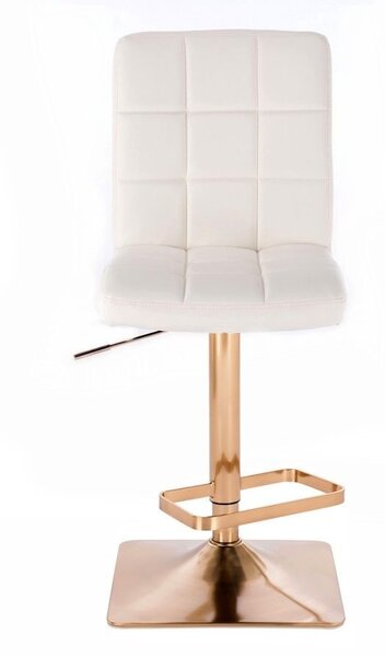 LuxuryForm DESIGN Barová židle TOLEDO na zlaté hranaté podstavě - bílá