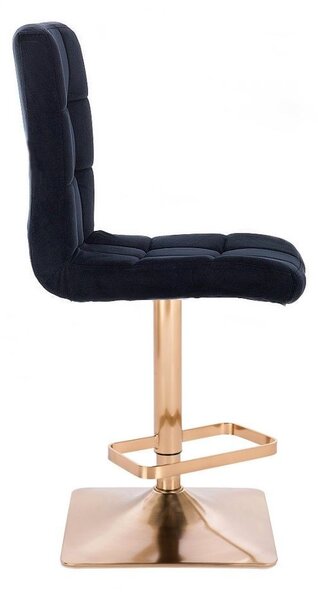 LuxuryForm DESIGN Barová židle TOLEDO VELUR na zlaté hranaté podstavě - černá