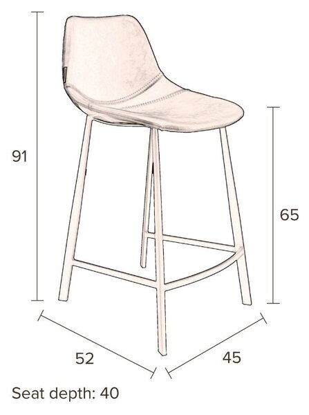 Šedá sametová barová židle DUTCHBONE Franky 65 cm