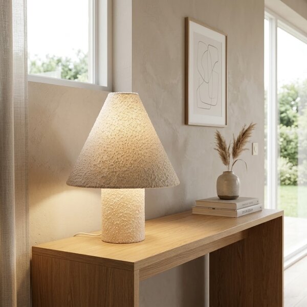 Bizzotto Bílá bouclé stolní lampa Radha