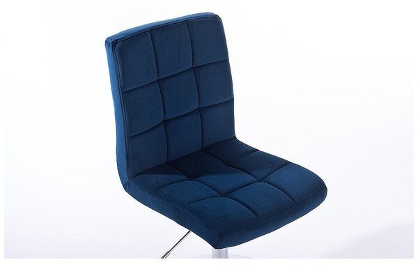 LuxuryForm DESIGN Barová židle TOLEDO VELUR na zlaté hranaté podstavě - modrá