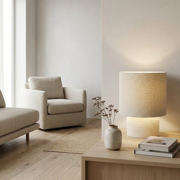 Bizzotto Bílá bouclé stolní lampa Radha