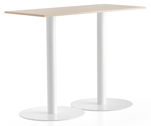 AJ Produkty Barový stůl ALVA, 1400x700x1100 mm, bílá, bříza