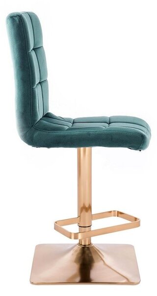 LuxuryForm DESIGN Barová židle TOLEDO VELUR na zlaté hranaté podstavě - zelená