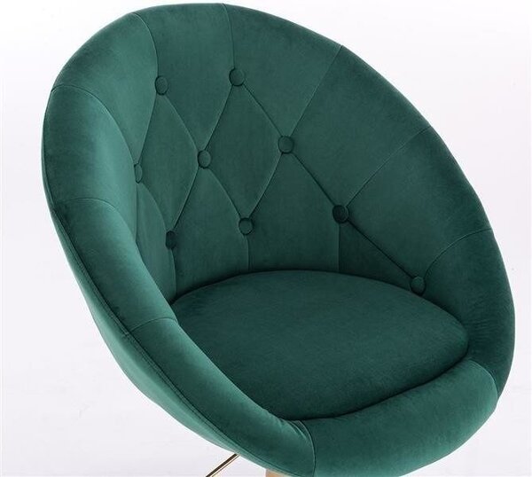 LuxuryForm DESIGN Barová židle VERA VELUR na zlaté hranaté podstavě - zelená
