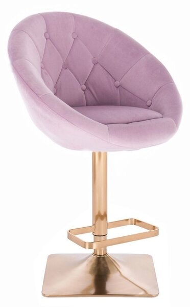 Barová židle VERA VELUR na zlaté hranaté podstavě - fialový vřes