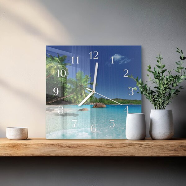 Skleněné hodiny Ostrovní palmy zskb-30x30-00085988