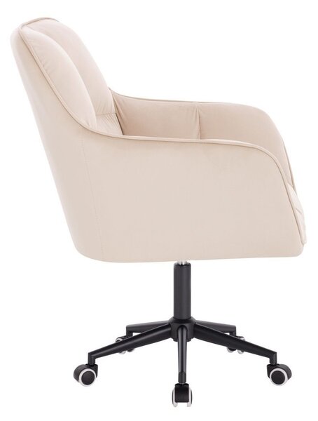 LuxuryForm DESIGN Křeslo AMALFI VELUR na černé podstavě s kolečky - krémové