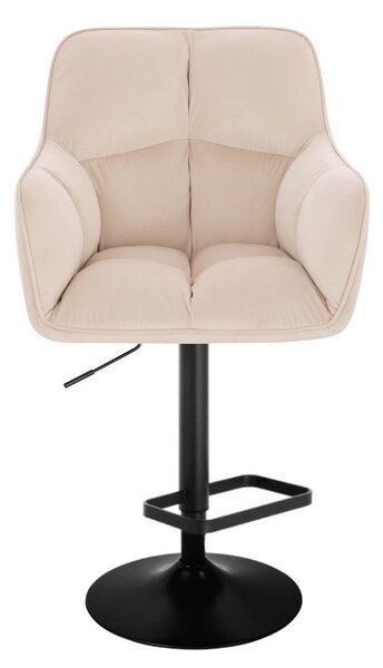 LuxuryForm DESIGN Barová židle AMALFI VELUR na černé kulaté podstavě – krémová