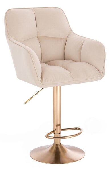 LuxuryForm DESIGN Barová židle AMALFI VELUR na zlaté kulaté podstavě - krémová
