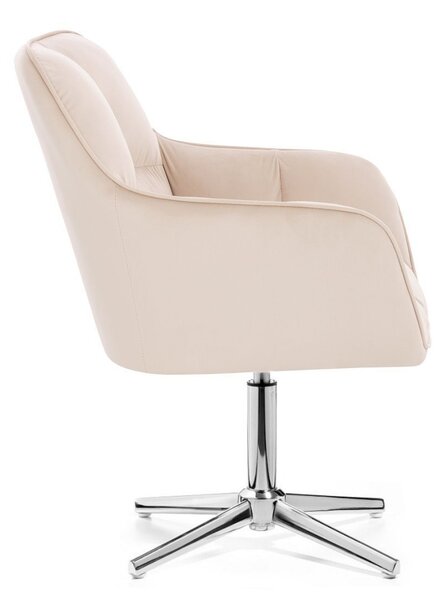 LuxuryForm DESIGN Křeslo AMALFI VELUR na stříbrném kříži - krémové