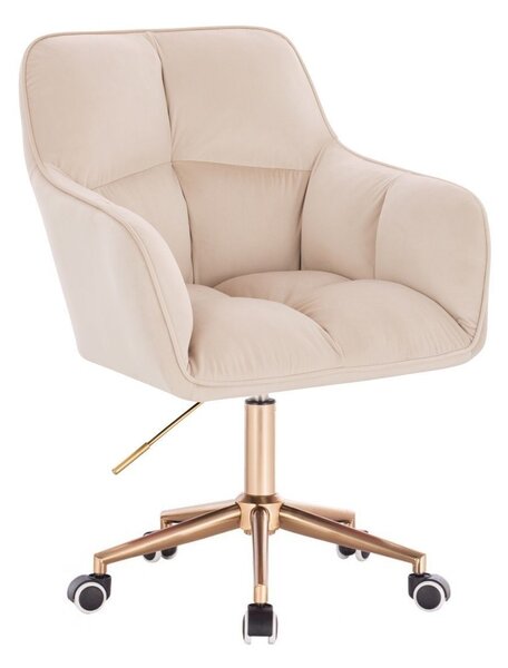 LuxuryForm DESIGN Křeslo AMALFI VELUR na zlaté podstavě s kolečky - krémové