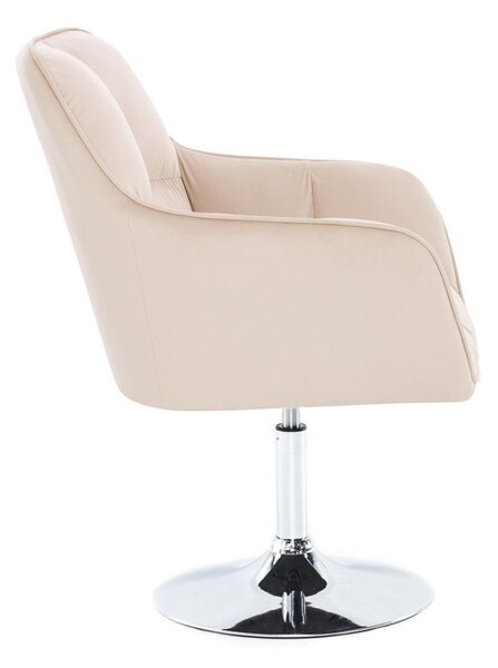 LuxuryForm DESIGN Křeslo AMALFI VELUR na stříbrném talíři - krémové