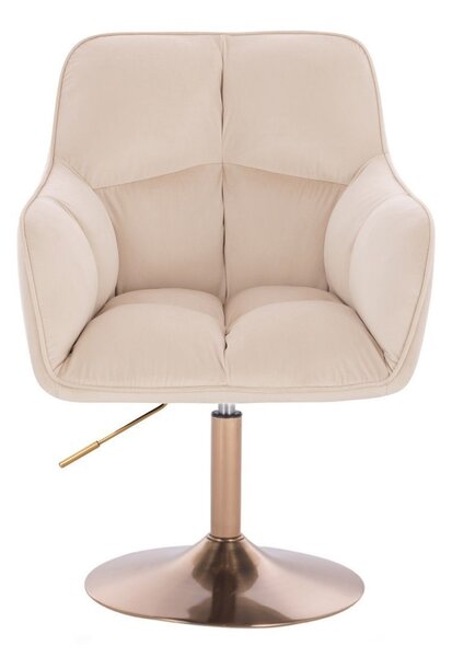 LuxuryForm DESIGN Křeslo AMALFI VELUR na zlatém talíři - krémové
