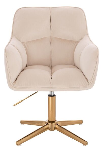LuxuryForm DESIGN Křeslo AMALFI VELUR na zlatém kříži - krémové