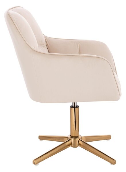 LuxuryForm DESIGN Křeslo AMALFI VELUR na zlatém kříži - krémové