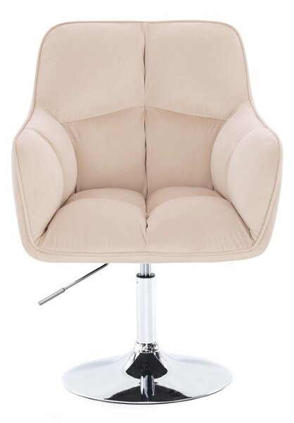 LuxuryForm DESIGN Křeslo AMALFI VELUR na stříbrném talíři - krémové