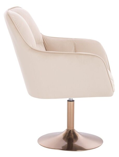 LuxuryForm DESIGN Křeslo AMALFI VELUR na zlatém talíři - krémové