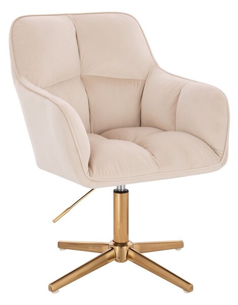 LuxuryForm DESIGN Křeslo AMALFI VELUR na zlatém kříži - krémové
