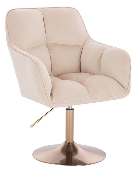 LuxuryForm DESIGN Křeslo AMALFI VELUR na zlatém talíři - krémové