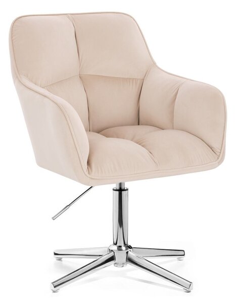 LuxuryForm DESIGN Křeslo AMALFI VELUR na stříbrném kříži - krémové