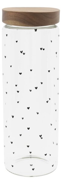 Dóza s dřevěným víkem Storage 29 cm nápis