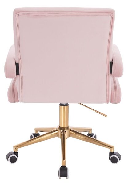 LuxuryForm DESIGN Židle BOSTON VELUR na zlaté podstavě s kolečky - světle růžová