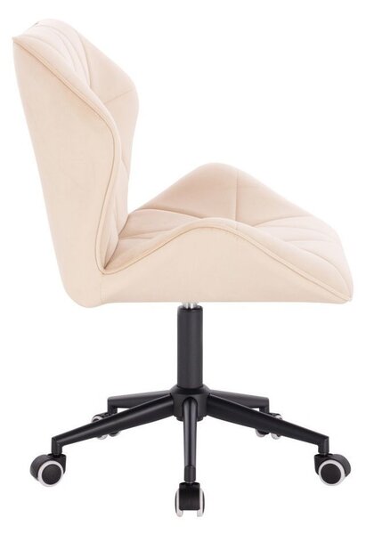 LuxuryForm DESIGN Otočná židle MILANO MAX VELUR na černé podstavě s kolečky - krémová