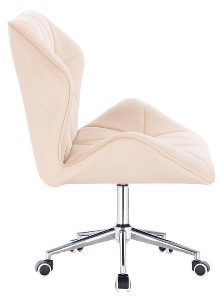 LuxuryForm DESIGN Otočná židle MILANO MAX VELUR na stříbrné podstavě s kolečky - krémová