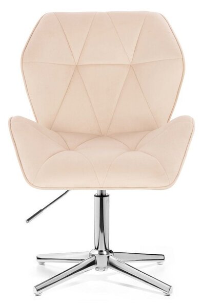 LuxuryForm DESIGN Otočná židle MILANO MAX VELUR na stříbrném kříži - krémová