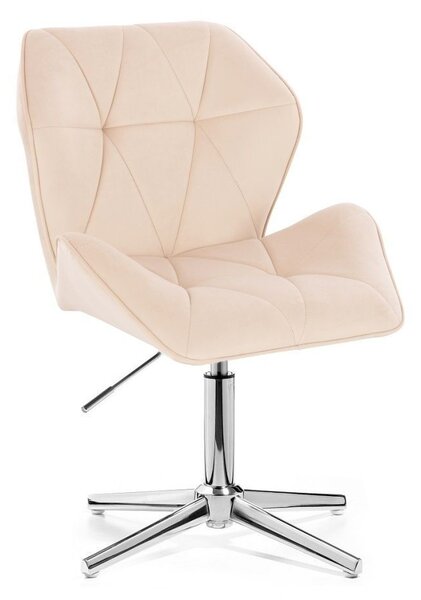 LuxuryForm DESIGN Otočná židle MILANO MAX VELUR na stříbrném kříži - krémová