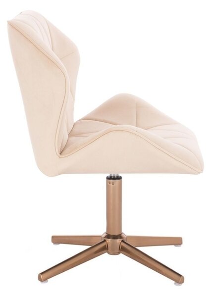 LuxuryForm DESIGN Otočná židle MILANO MAX VELUR na zlatém kříži - krémová