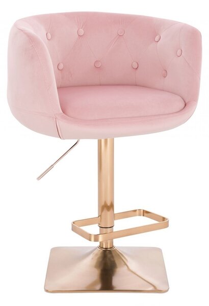 LuxuryForm Barová židle MONTANA VELUR na zlaté hranaté podstavě - růžová