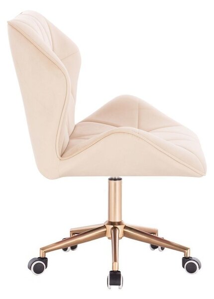 LuxuryForm DESIGN Otočná židle MILANO MAX VELUR na zlaté podstavě s kolečky - krémová