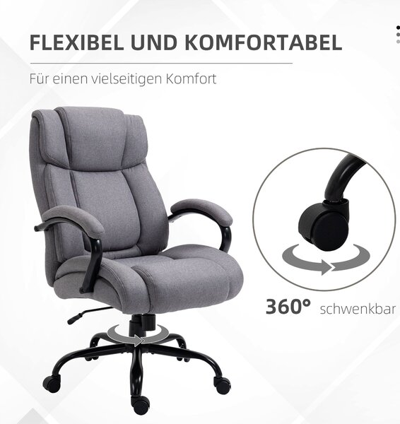 Kancelářská židle Vinsetto, ergonomická exekutivní židle, polstrovaná stolu s opěrkami, výškově nastavitelná otočná židle s funkcí náklonu, vzhled lnu