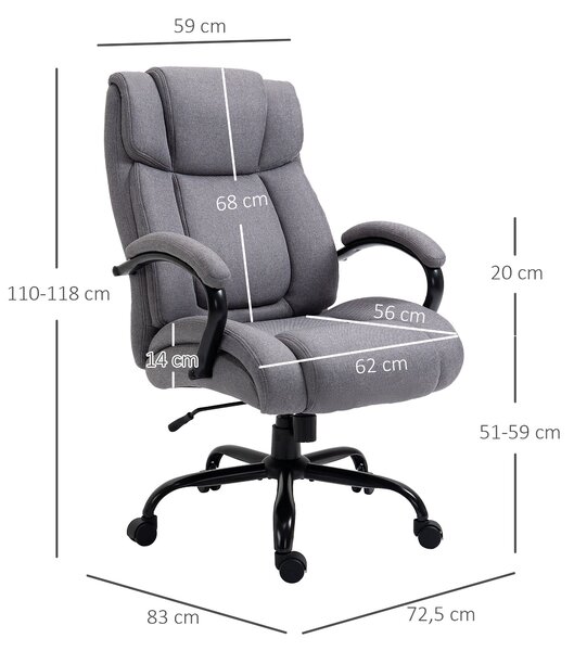 Kancelářská židle Vinsetto, ergonomická exekutivní židle, polstrovaná stolu s opěrkami, výškově nastavitelná otočná židle s funkcí náklonu, vzhled lnu