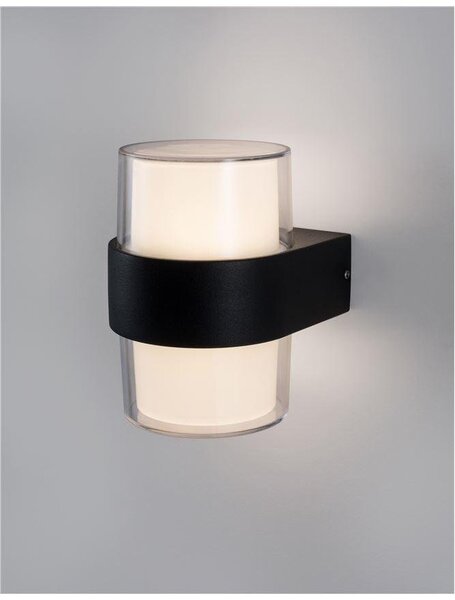 NV 9925666 Venkovní nástěnné svítidlo DARF černý hliník ABS difuzor LED 2x5W 3000K 100-240V 115st. IP65 světlo nahoru a dolů - NOVA LUCE