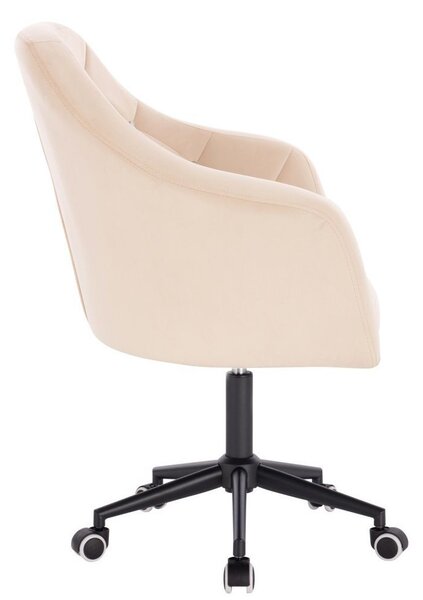 LuxuryForm DESIGN Křeslo ROMA VELUR na černé podstavě s kolečky - krémové