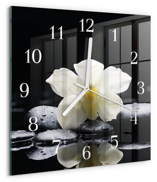 Skleněné hodiny Orchidejové kameny zskb-30x30-00058682