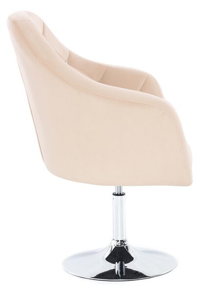 LuxuryForm DESIGN Křeslo ROMA VELUR na stříbrném talíři - krémové