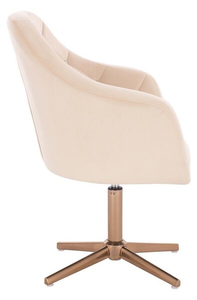LuxuryForm DESIGN Křeslo ROMA VELUR na zlatém kříži - krémové