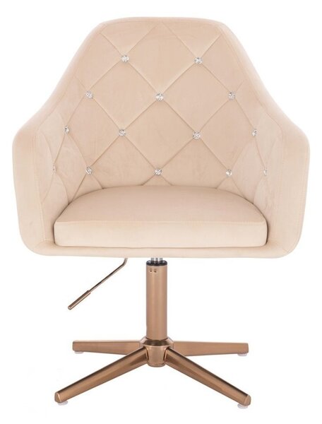 LuxuryForm DESIGN Křeslo ROMA VELUR na zlatém kříži - krémové