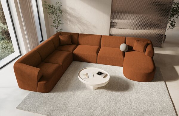 -25 % Dny MOMENTI– Cosmopolitan Design Terakotově oranžová čalouněná rohová pohovka Campi 330 cm, levá
