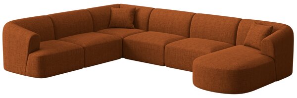 -25 % Dny MOMENTI– Cosmopolitan Design Terakotově oranžová čalouněná rohová pohovka Campi 330 cm, levá