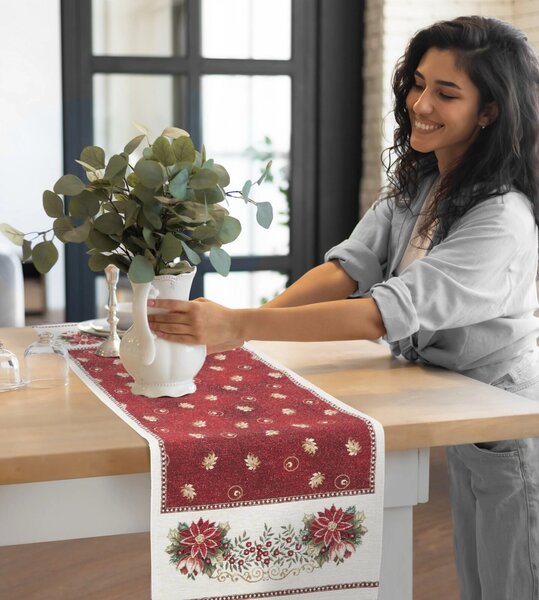 VÁNOČNÍ GOBELÍNOVÝ BĚHOUN NA STŮL MERRY 40X100 CM VZOROVANÁ