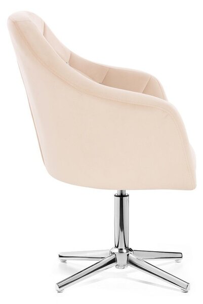 LuxuryForm DESIGN Křeslo ROMA VELUR na stříbrném kříži - krémové